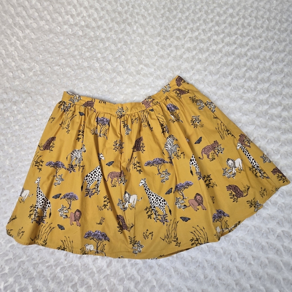 Modcloth Mustard Yellow African Animal Print Mini Skirt 2X (6082)